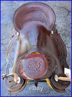 16 17 Roping Wade Brown Western Reiner Pleasure Tooled Leather Horse Saddle Tack