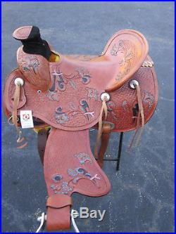 16 17 Wade Roping Ranch Roper Western Pleasure Trail Tooled Leather Horse Saddle