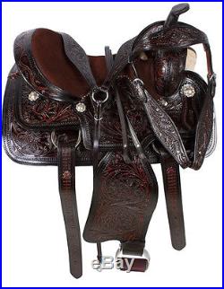 16 17 Western Pleasure Trail Horse Saddle Black Leather Show Barrel Tack