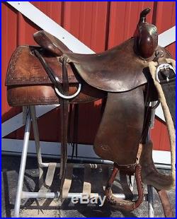16.5 Roohide Hard Seat REINING SADDLE Cow Horse Cutting Ranch Riding