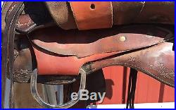 16.5 Roohide Hard Seat REINING SADDLE Cow Horse Cutting Ranch Riding