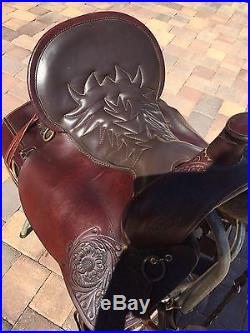 16.5 Tucker Gel Seat Endurance Trail Saddle Made in Texas, Great Detail- Used