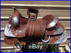 16.5 medium oil Western show saddle withsilver