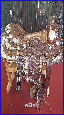 16 All Leather Western Show Parade Saddle With Silver Beautiful