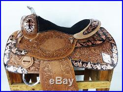 16 BLACK GOLD MONTANA SHOW SILVER WESTERN LEATHER PARADE HORSE SADDLE TACK