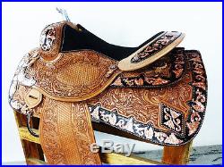 16 BLACK GOLD MONTANA SHOW SILVER WESTERN LEATHER PARADE HORSE SADDLE TACK
