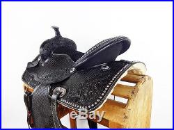 16 Black Leather Western Horse Cowboy Show Pleasure Trail Ranch Saddle Tack