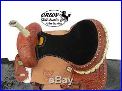 16 BLACK SUEDE BARREL RACER ROUGHOUT LEATHER PLEASURE TRAIL SHOW WESTERN SADDLE