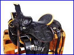 16 Black Western Rawhide Leather Wade Roping Ranch Cowboy Horse Saddle Tack
