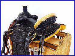 16 Black Western Rawhide Leather Wade Roping Ranch Cowboy Horse Saddle Tack