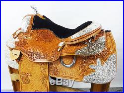 16 BUTTERFLY MONTANA LEATHER WESTERN SILVER SHOW PARADE TRAIL HORSE SADDLE TACK