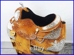 16 BUTTERFLY MONTANA LEATHER WESTERN SILVER SHOW PARADE TRAIL HORSE SADDLE TACK