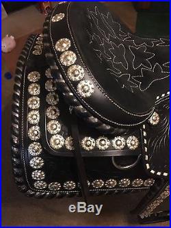 16 Black Leather Western Show Saddle Very Flashy