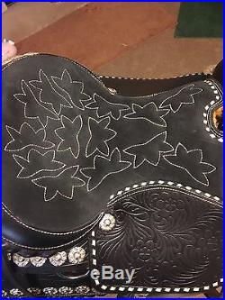 16 Black Leather Western Show Saddle Very Flashy