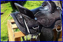 16 Black Western Wade Roping Pleasure Trail Leather Cowboy Ranch Saddle Tack