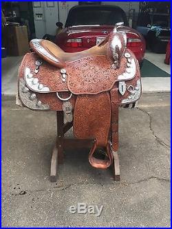 16 Blue Ribbon Silver Horn Show Saddle With Matching Teardrop Headstall