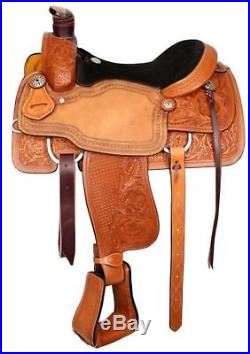 16 Circle S Roping Saddle With Basket Weave and Floral Tooling! Roping Warranty