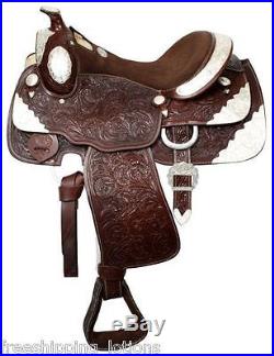 16 Dark Oil Double T Silver Show Western Leather Fully Tooled Saddle New