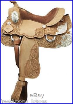 16 Double T Fully Tooled Show Saddle Light Oil With Floral Basketweave Tooling