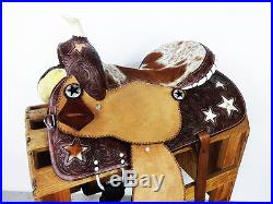 16 Hair On Rough Out Leather Western Barrel Racing Horse Trail Saddle Tack