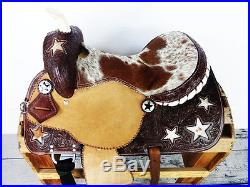 16 Hair On Rough Out Leather Western Barrel Racing Horse Trail Saddle Tack