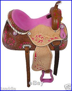 16 INCH WESTERN BARREL RACING PLEASURE TRAIL HORSE LEATHER SHOW SADDLE TACK