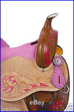 16 INCH WESTERN BARREL RACING PLEASURE TRAIL HORSE LEATHER SHOW SADDLE TACK