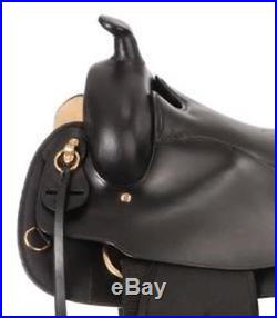 16 Inch Black Leather & Synthetic Gaited Horse Round Skirt Western Saddle