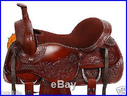 16 Inch Western Ranch Work Roping Pleasure Trail Horse Brown Leather Saddle Tack