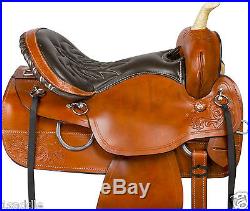16 LEATHER RANCH ROPING SADDLE ROPER COWBOY WESTERN PLEASURE TRAIL HORSE TACK