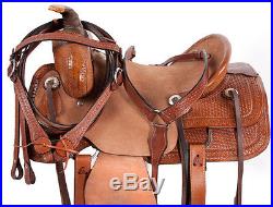 16 LEATHER RANCH WORK ROPING ROPER COWBOY WESTERN TRAIL HORSE SADDLE TACK PKG