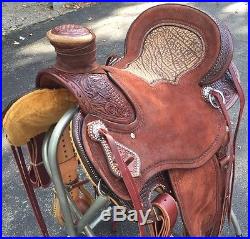 16 Lady Wade Ranch Saddle Jays FQH Hand Tooled Hermann Oak Leather w Roughout