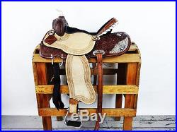 16 Rough Out Western Leather Horse Silver Barrel Racing Trail Show Saddle Tack
