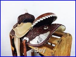16 Rough Out Western Leather Horse Silver Barrel Racing Trail Show Saddle Tack