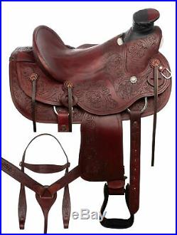 16 Ranch Work Western Wade Tree Roping Leather Hard Seat Horse Saddle Tack Set