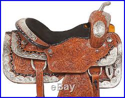 16 Silver Chestnut Leather Equitation Western Pleasure Show Saddle Tack Set