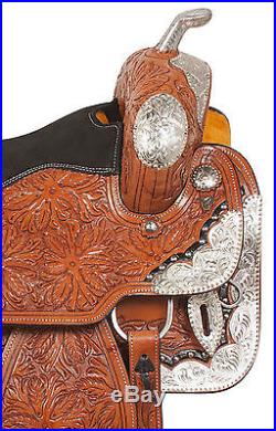 16 Silver Chestnut Leather Equitation Western Pleasure Show Saddle Tack Set