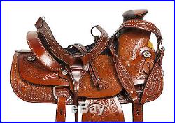 16 Studded Wade Roping Ranch Work Trail Horse Western Leather Saddle Tack Set