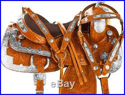 16 Show Western Leather Silver Parade Trail Horse Saddle Tack Set Rodeo Premium