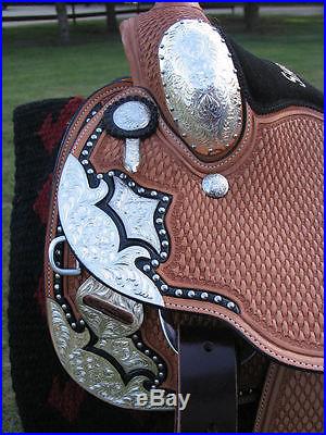 16 Showman Light Oil Show Saddle (Loaded with Silver & Black Inlay) 1 In Stock