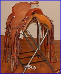 16 Slick Fork Wade Ranch Saddle Hand Tooled Hermann Oak Leather by Jays Custom