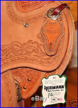 16 Slick Fork Wade Ranch Saddle Hand Tooled Hermann Oak Leather by Jays Custom