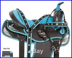 16 Synthetic Blue Western Barrel Pleasure Trail Horse Saddle Tack
