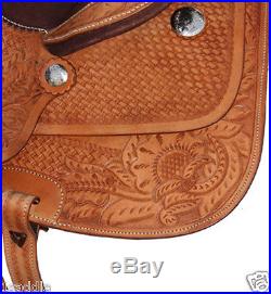 16 TOOLED WESTERN PLEASURE TRAIL HORSE RANCH ROPER ROPING LEATHER SADDLE TACK