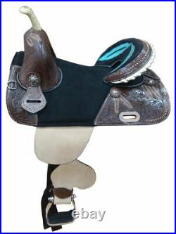16 Treeless Double T Leather Saddle with Chocolate Brown Rough Out