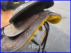 16 Used Silver Horn Show Western Ranch Pleasure Reiner Leather Horse Saddle Tack