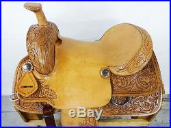 16 WESTERN HORSE HAND TOOLED TRAIL RANCH WADE ROPING LEATHER COWBOY SADDLE TACK