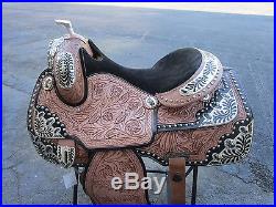 16 Western Pleasure Silver Show Parade Montana Cowboy Trail Leather Horse Saddle