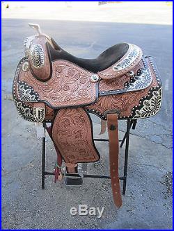16 Western Pleasure Silver Show Parade Montana Cowboy Trail Leather Horse Saddle