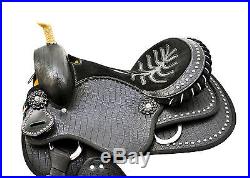 16 Western Black Synthetic Leather Barrel Spot Studded Saddle Riding horse